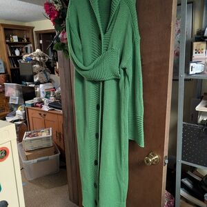 Green Knit Cardigan or Beach Wrap
